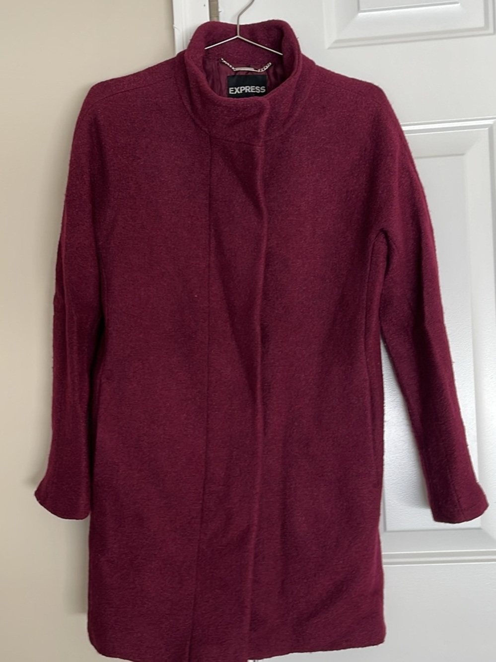 Express Women's Burgundy Turtleneck Sweater Coat